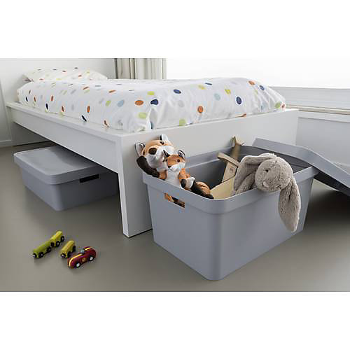 Curver Infinity lot de 3 boîtes de rangement 45 L avec couvercle, gris - 560 x 270 x 390 mm