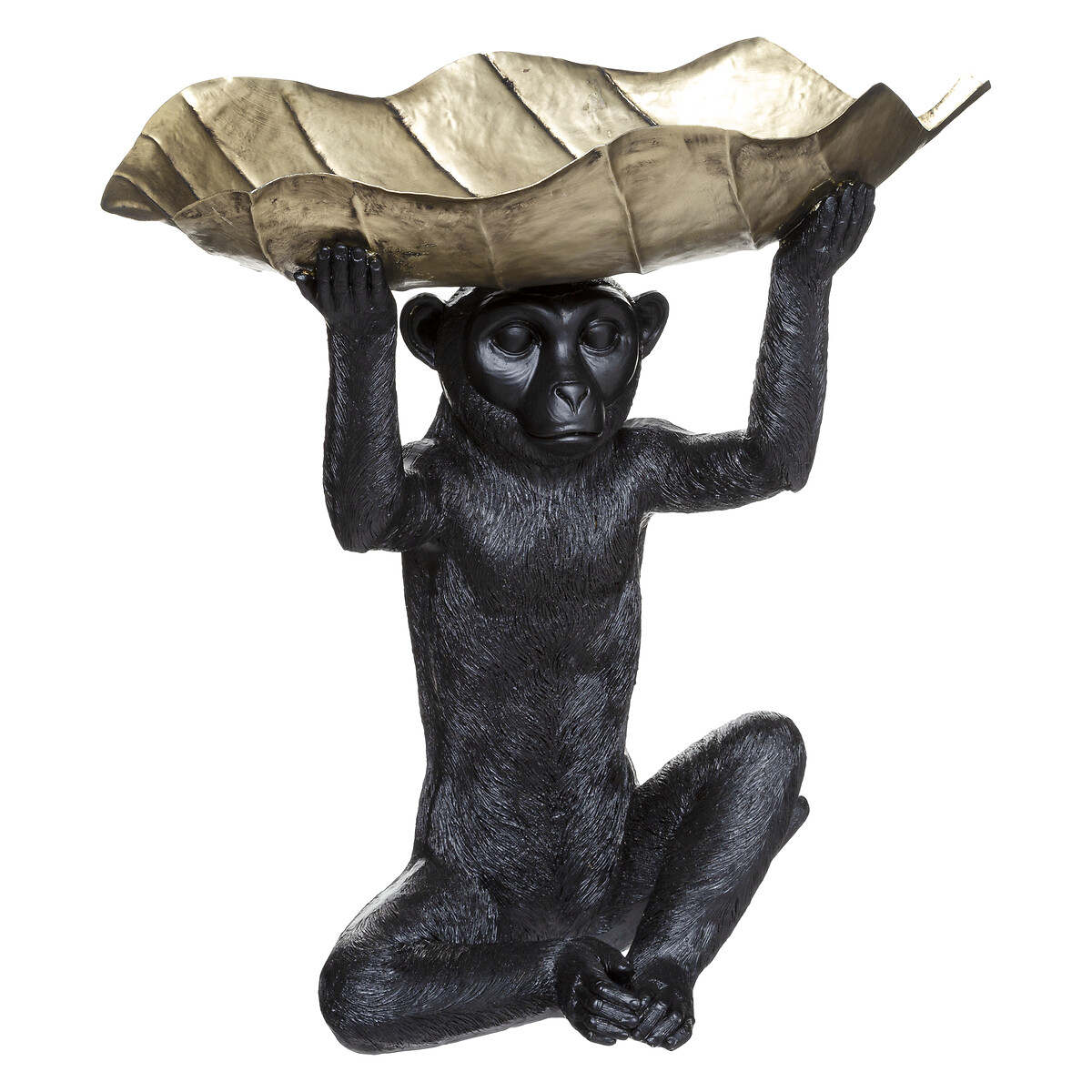 Estátua macaco preto com FOLHA 35cm