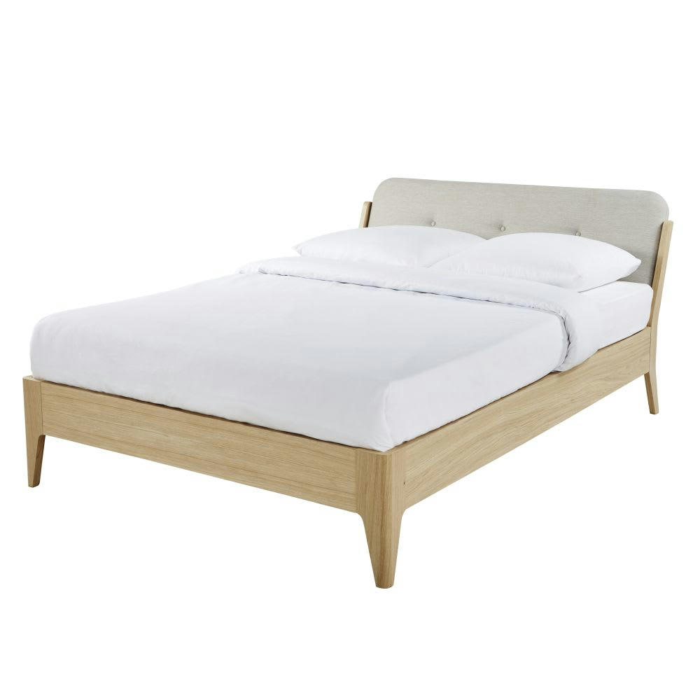 Jordan - Lit double beige, couchage 140x190