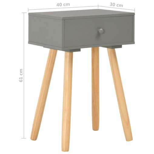 NNEVL Bedside Tables 2 pcs Grey Solid Pinewood