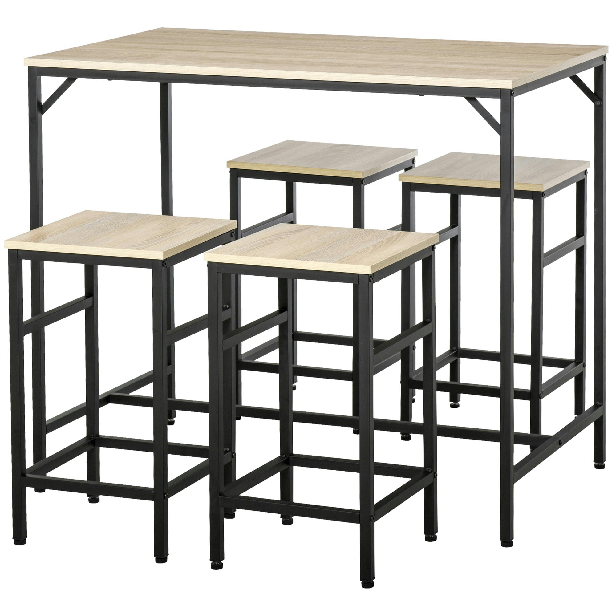 - Ensemble table de bar design industriel + 4 tabourets