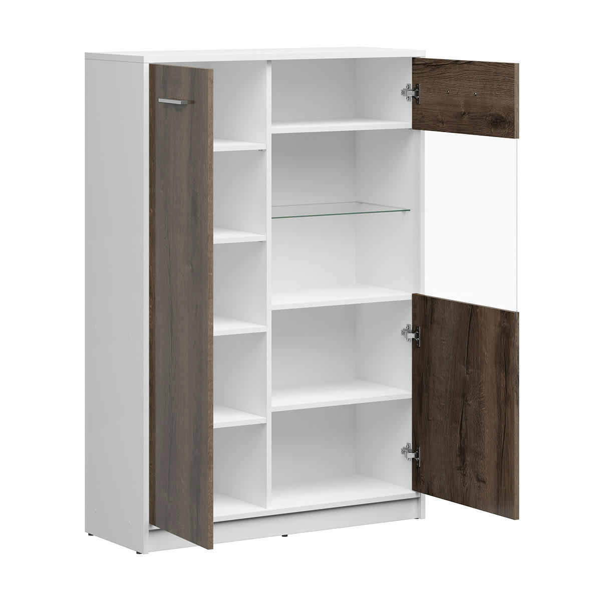 - Vaisselier 2 portes stratifiés naturel foncé et blanc