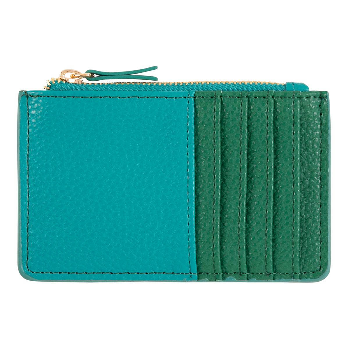 - Porte-cartes Zippé - Turquoise Et Vert