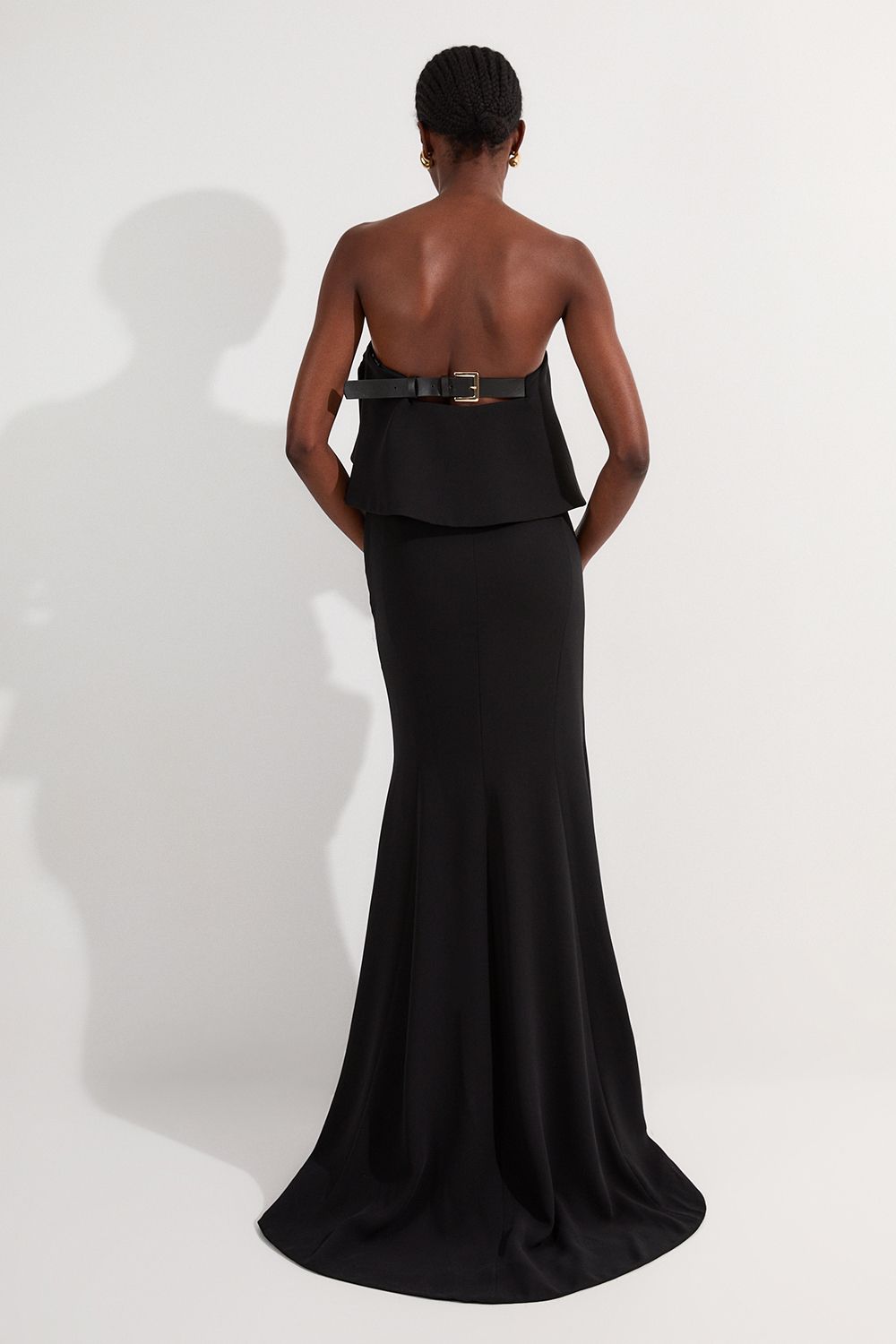 KarenMillen Soft Tailored Peplum Bandeau Tailored Maxi Dress