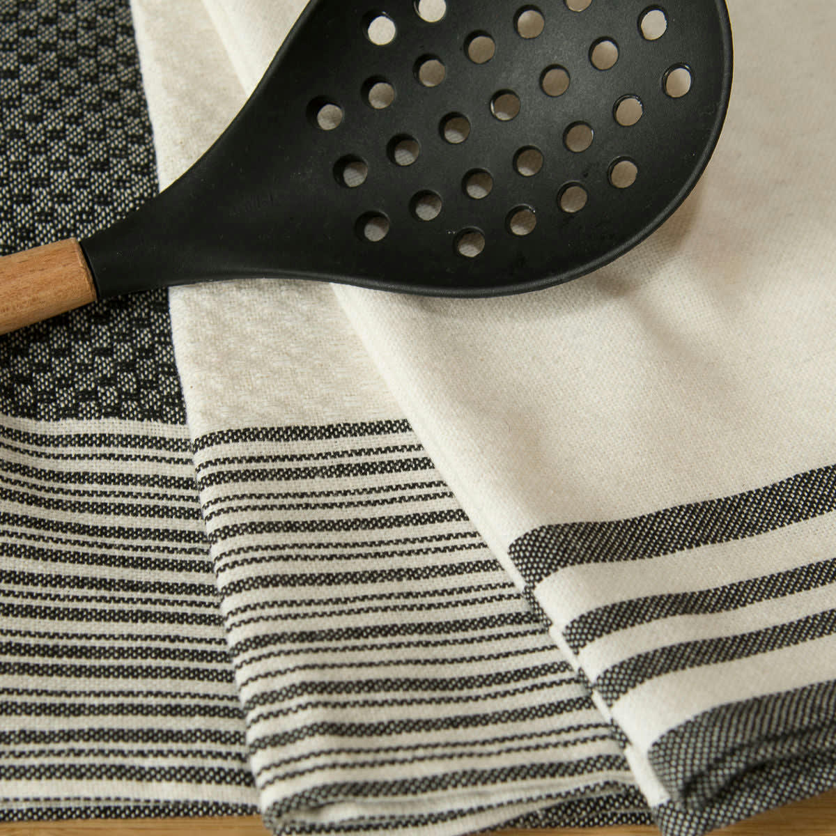 MAHDIA - Torchons (x3) coton  45x70 noir