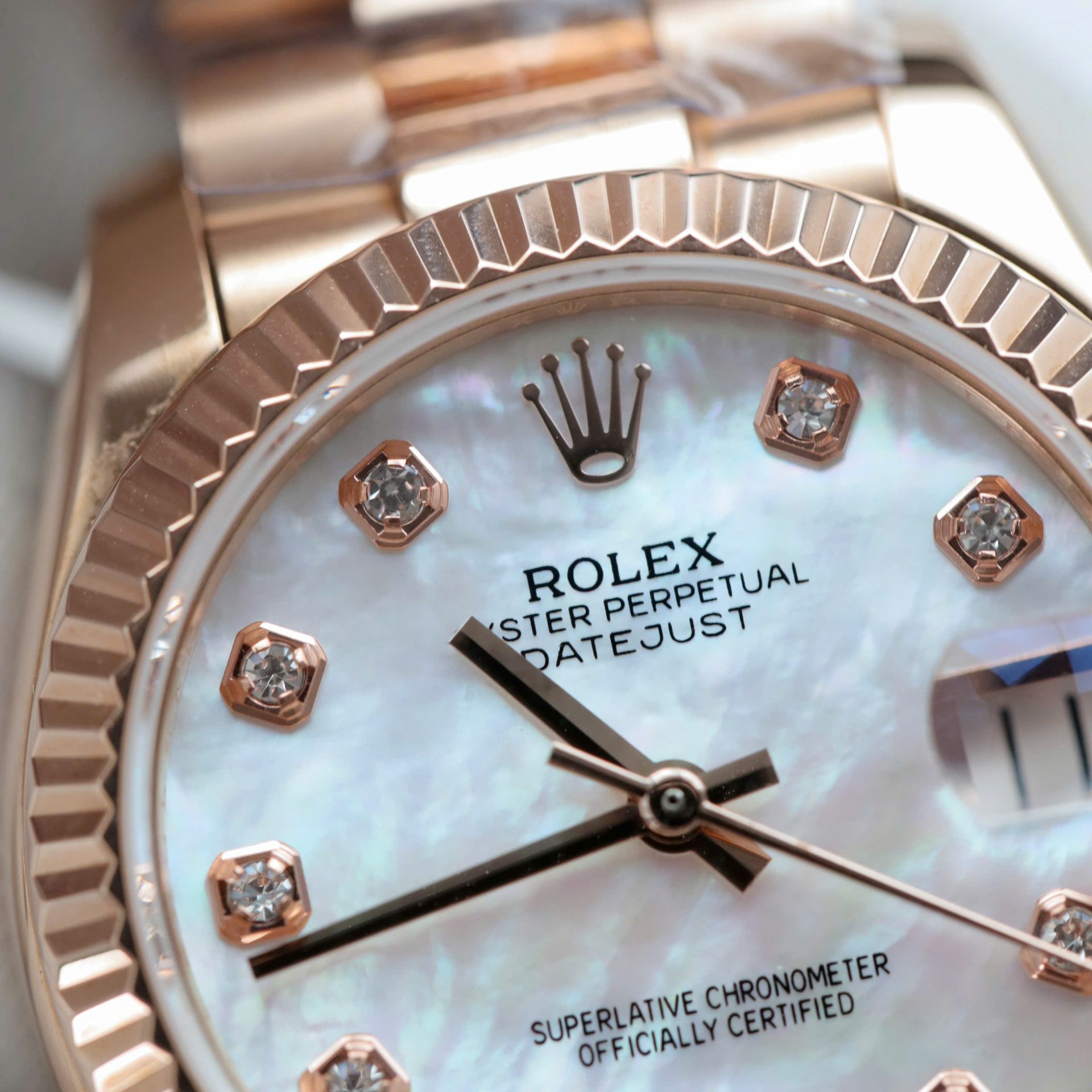 Rolex Datejust 278275-0009 RG Plated MOP Dial CZ Diamonds 31mm Super Clone