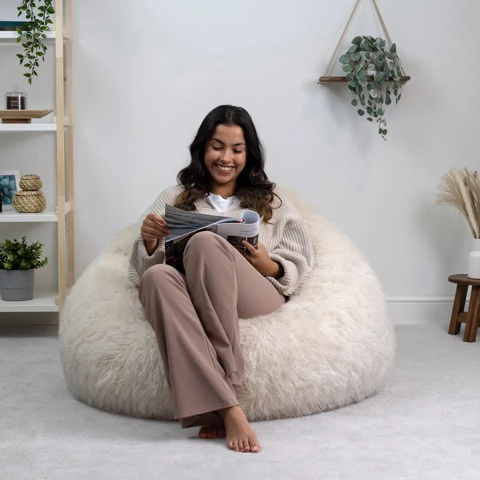 icon Zitzak Cocoon - Zitzak van Imitatiebont - Wit