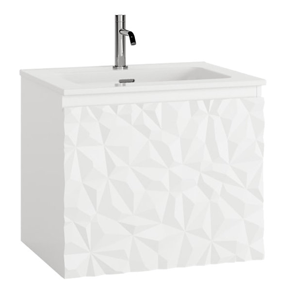 Ensemble meuble DIAMONDSBlanc  vasque solid surface ICE 60cm