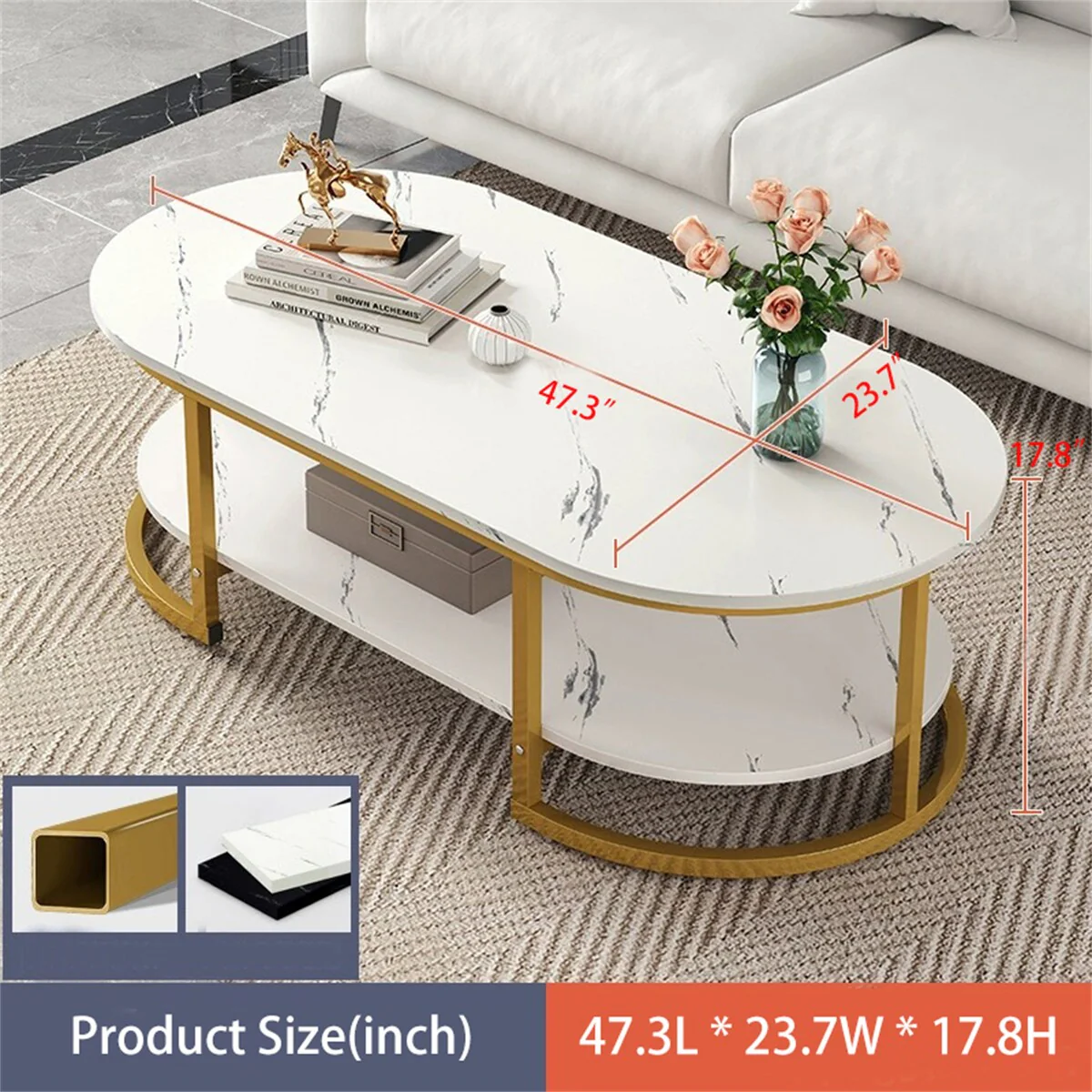 White Gold Double Deck Coffee Table