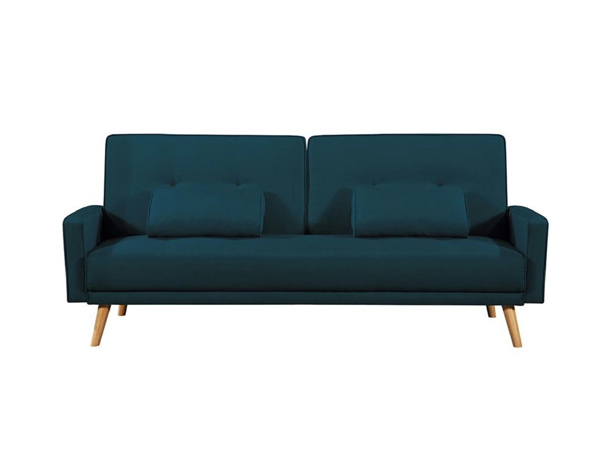 ELGA - Canapé droit convertible style scandinave en tissu bleu