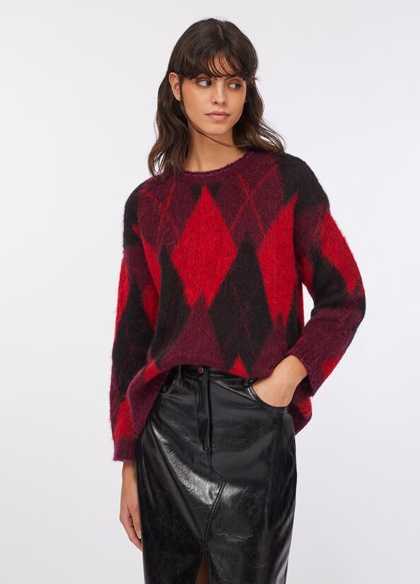 Maglia a losanghe in lana e alpaca