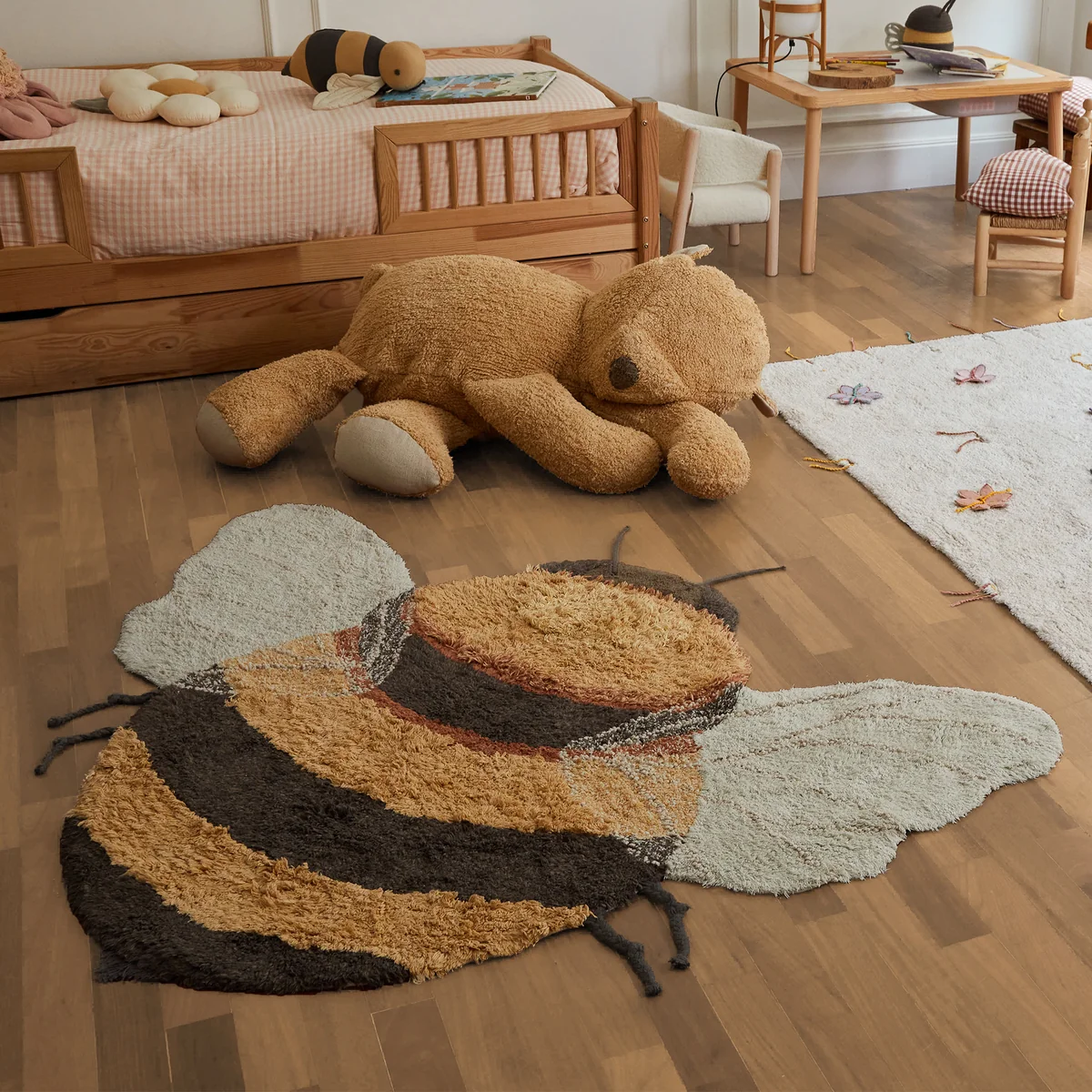 Lorena Canals - Bee waschbarer Teppich, 115 x 150 cm, dark honey / dunkelgrau / chestnut