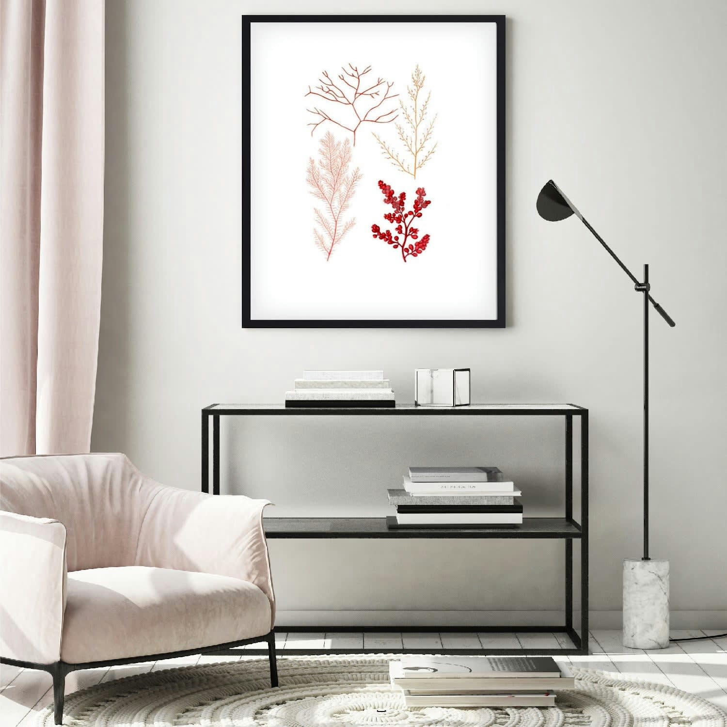 CORAL - Affiche avec cadre noir - Coraux - 30x40