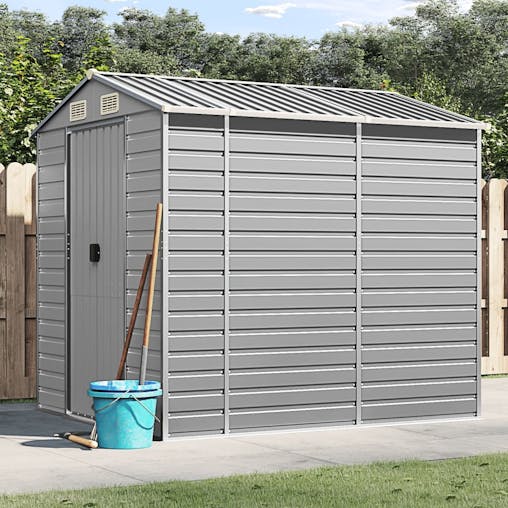 NNEVL Garden Shed Light Grey 191x215x198 cm Galvanised Steel
