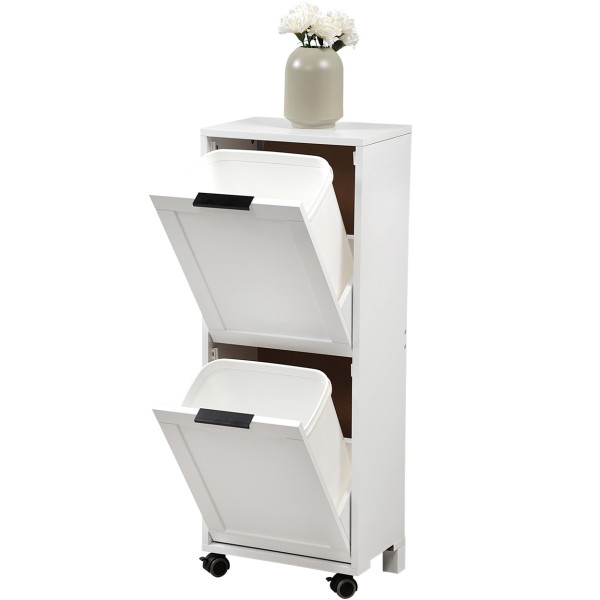 Szafka kuchenna segregacja śmieci 94x36x24 cm MDF biała na kółkach
