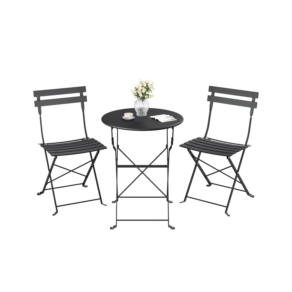 Set de table et chaises de jardin en acier pliant