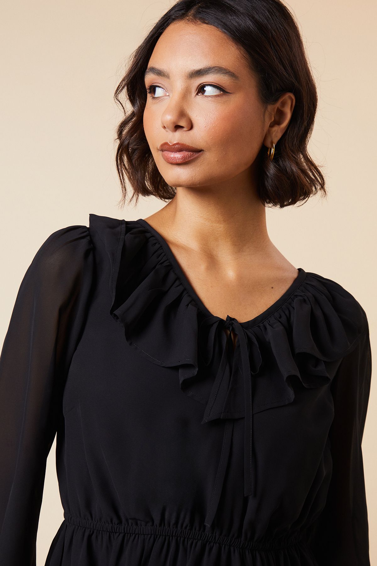 Dorothy Perkins Ruffle Front Long Sleeve Blouse