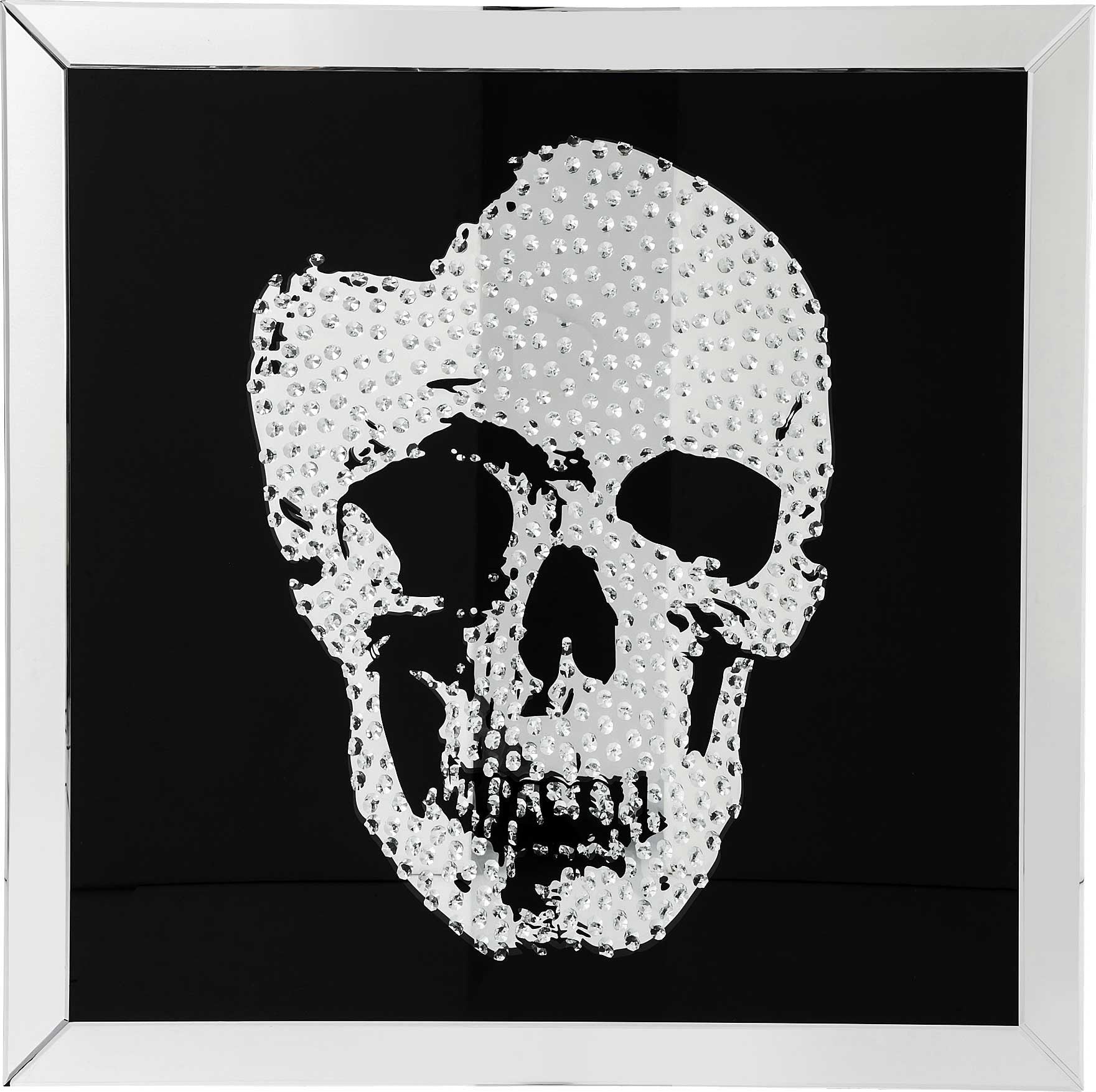 Kare Design Wandfoto spiegel schedel 100x100cm