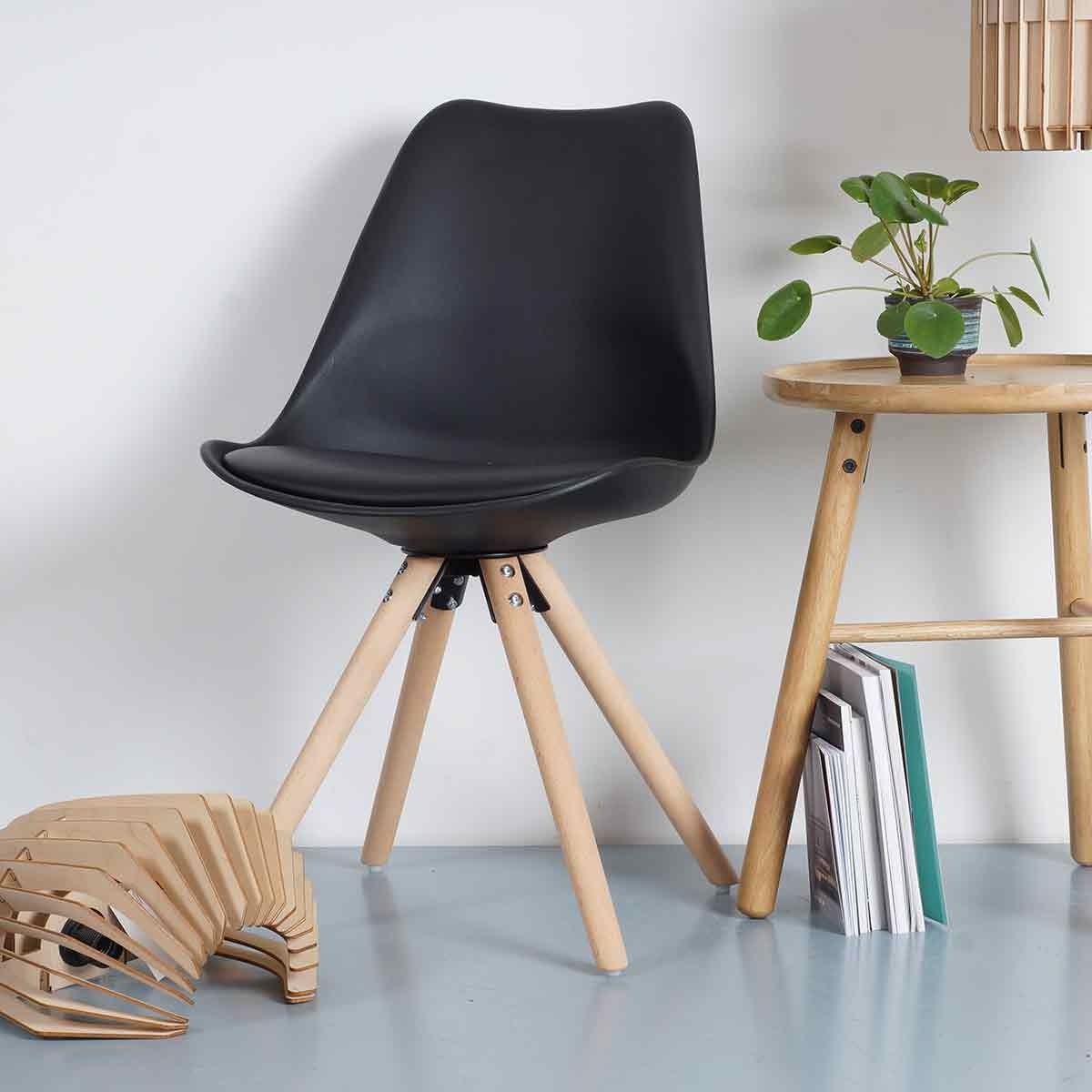 Essence Legno Eetkamerstoel Zwart - Houten Onderstel