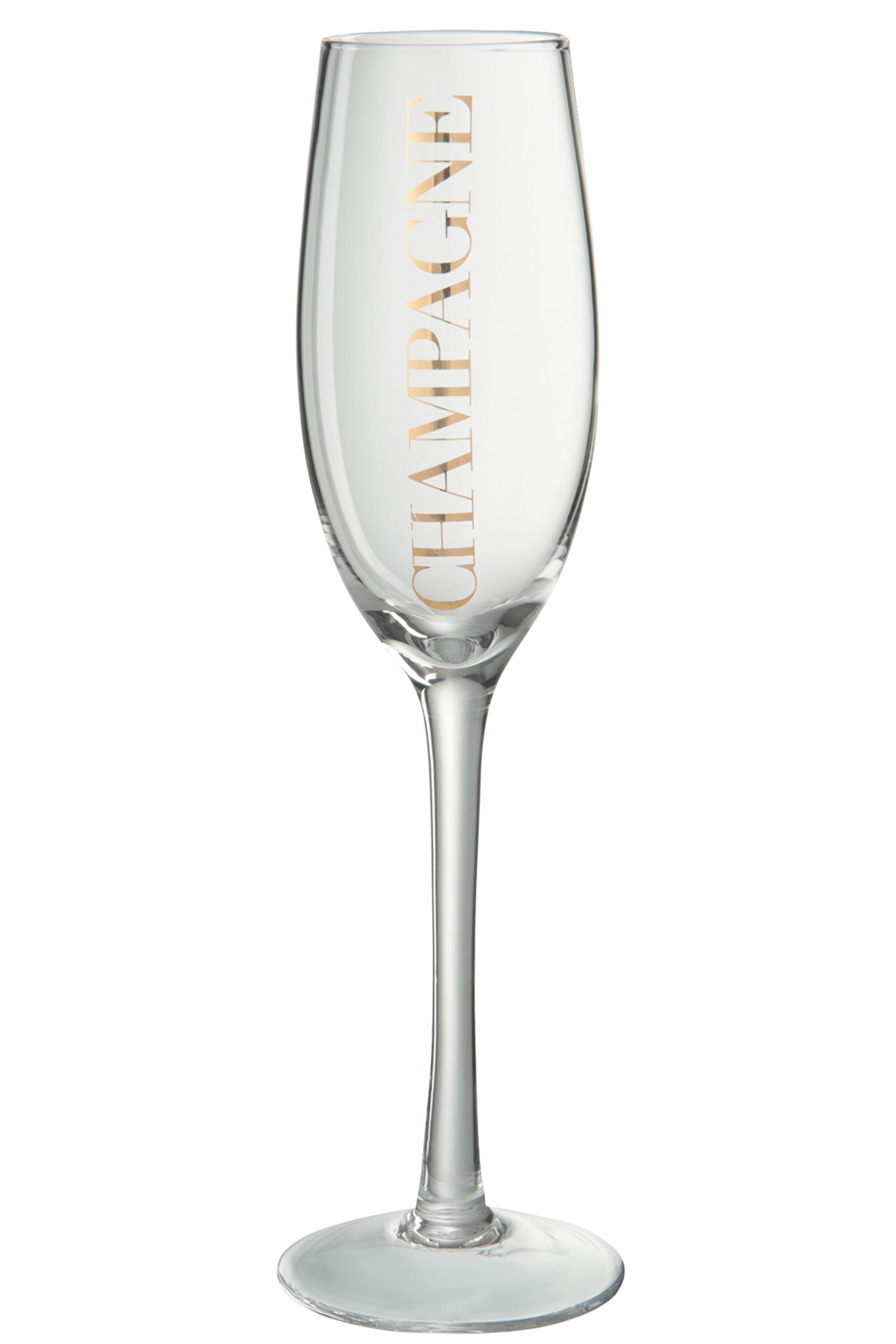 J-Line glas champagne met opschrift - glas - goud - 6 stuks