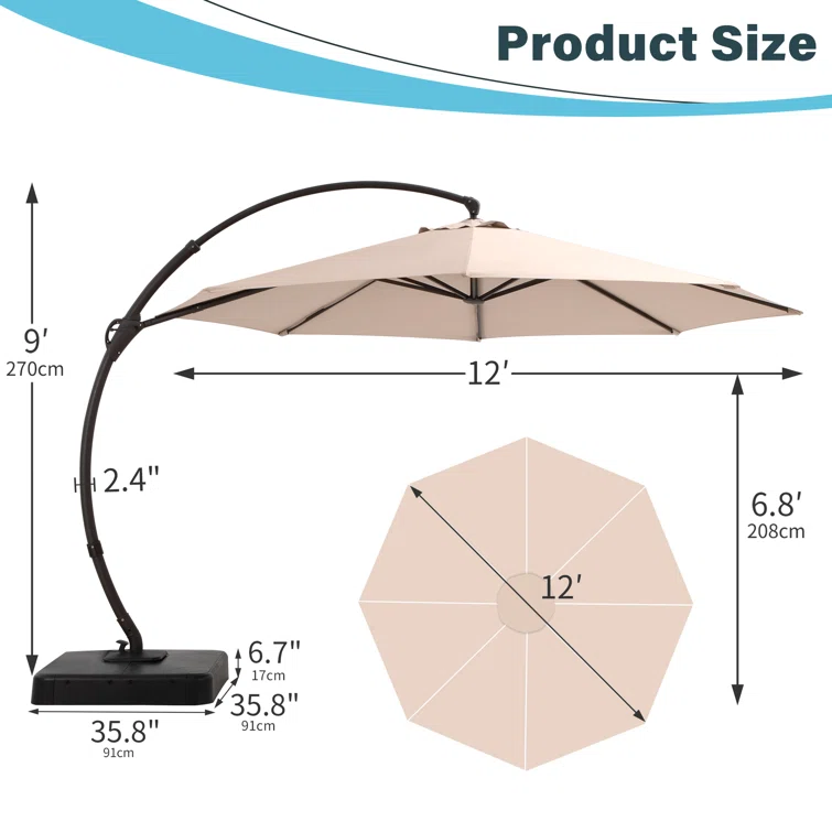 Ebonique Cantilever Umbrella with Base Included