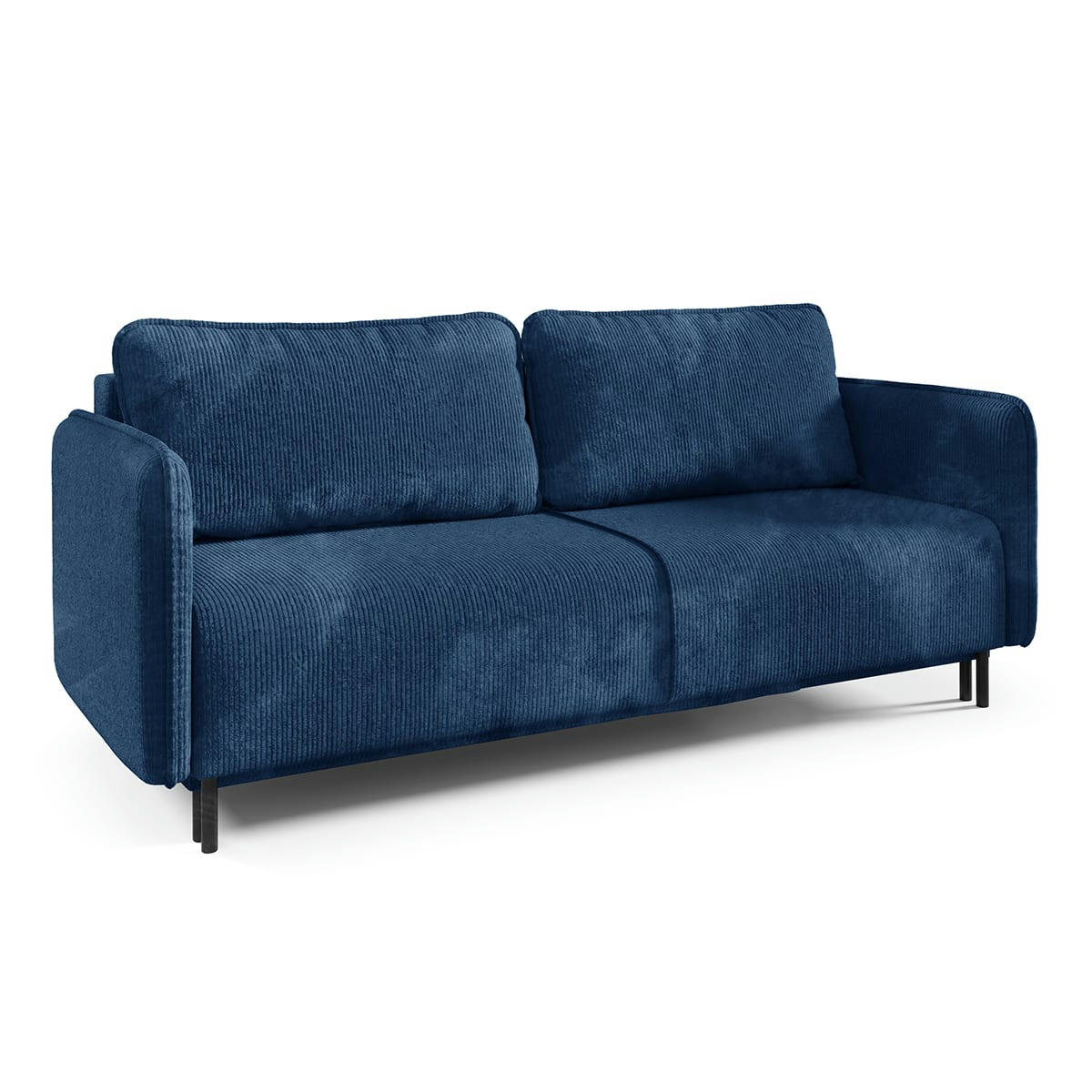 - Canapé convertible 3 places velours côtelé bleu
