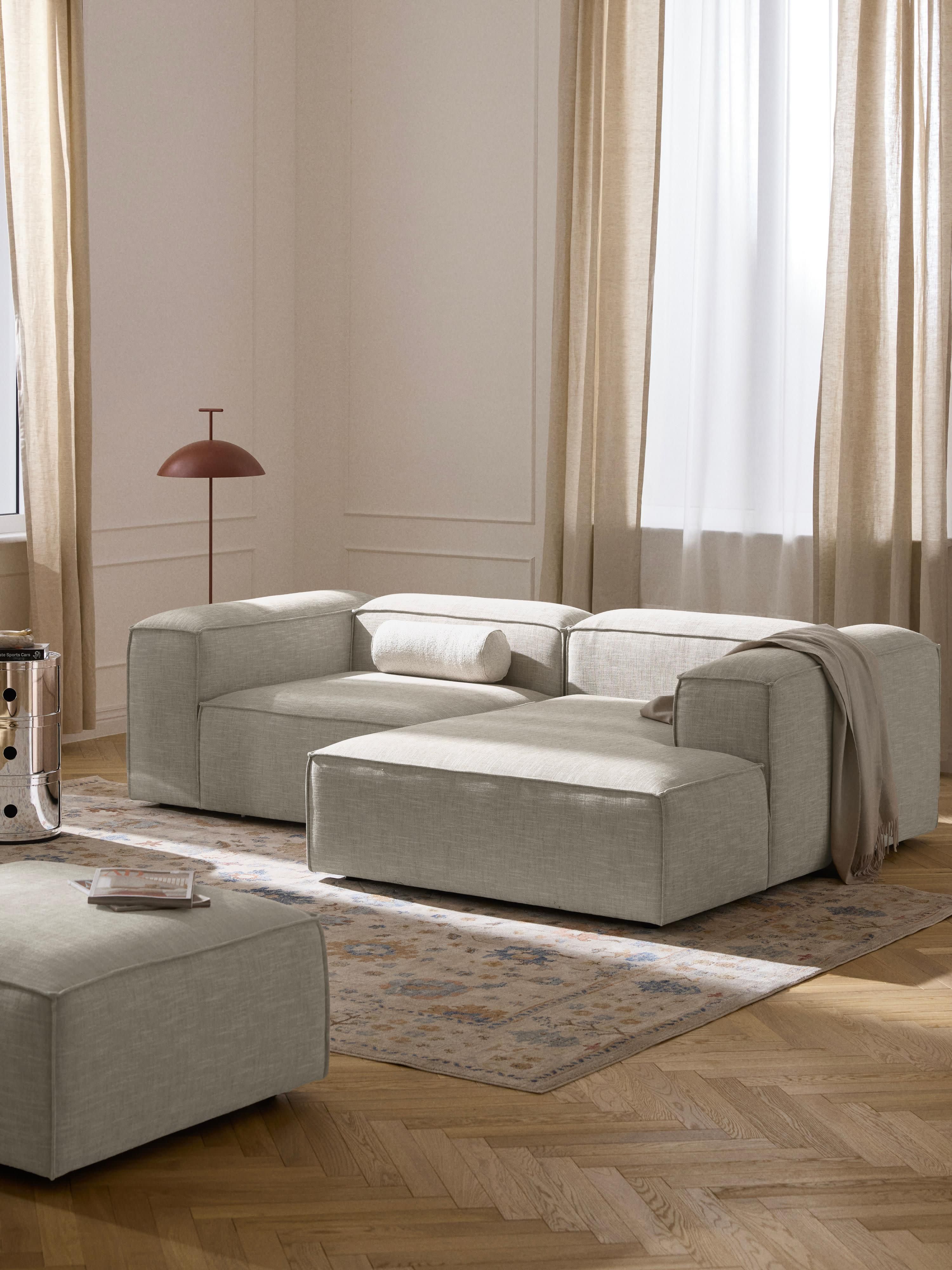 Modulares Ecksofa Lennon (2-Sitzer) aus Leinen-Mix