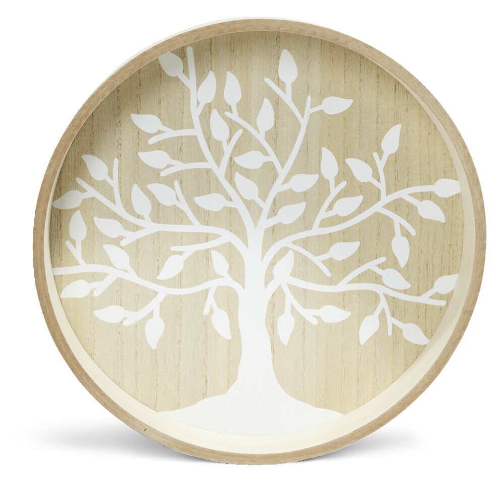 Plateau rond en bois arbre de vie Ø30cm