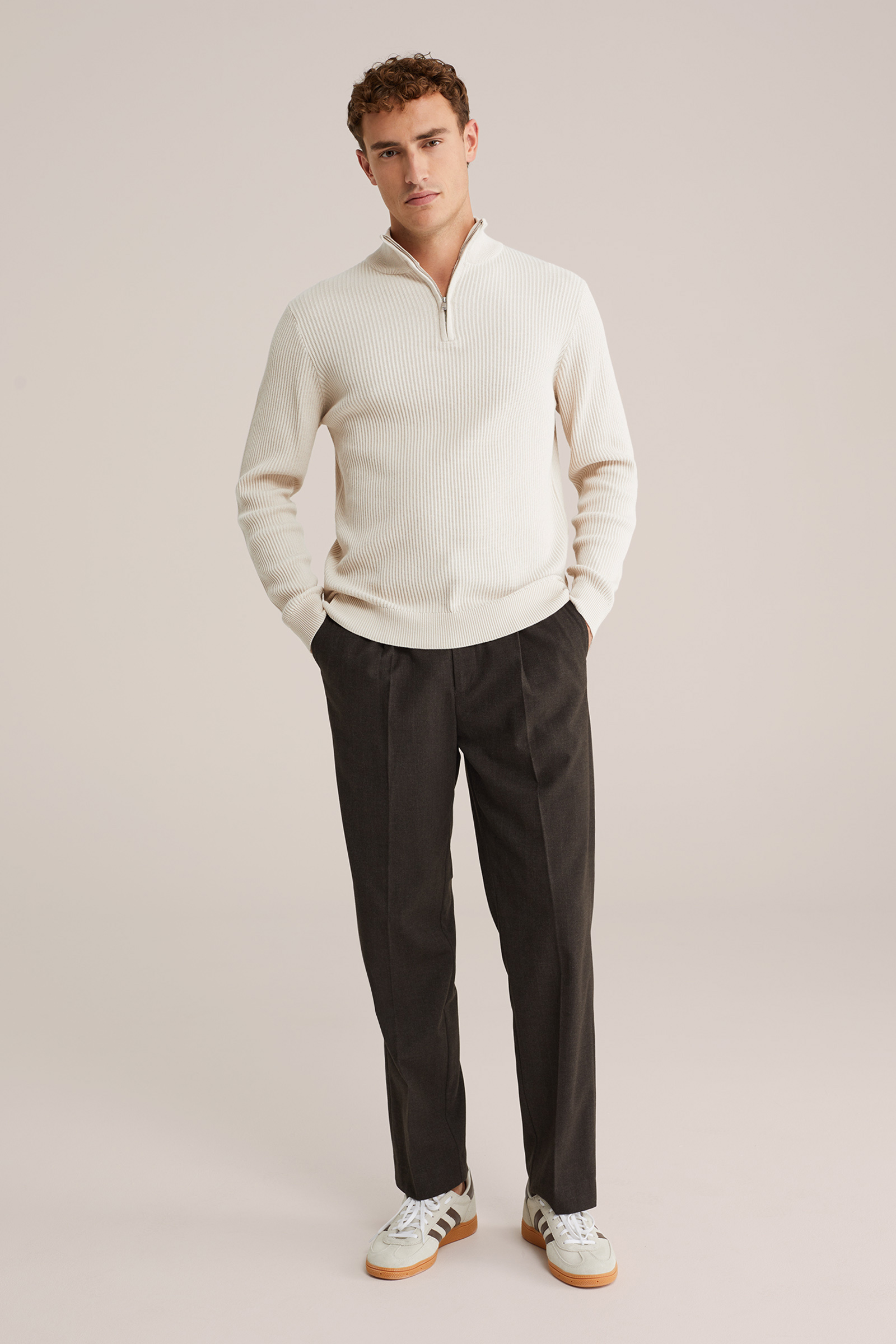 Heren regular fit trui met quarter-zip