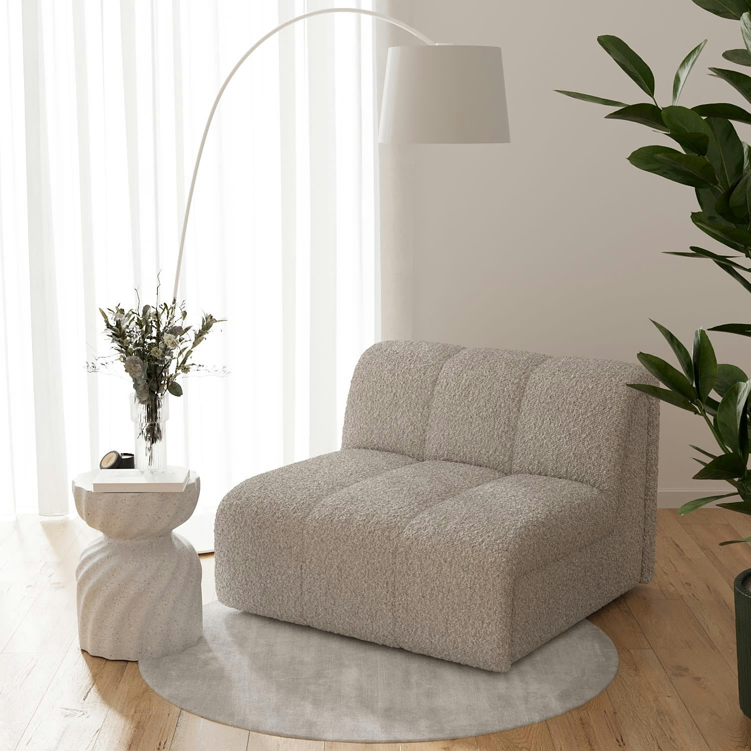 LAVANDE - Table d'appoint moderne torsadée en ciment