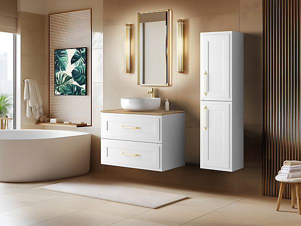 Meuble suspendu sous lavabo CLASSIC blanc 80 cm
