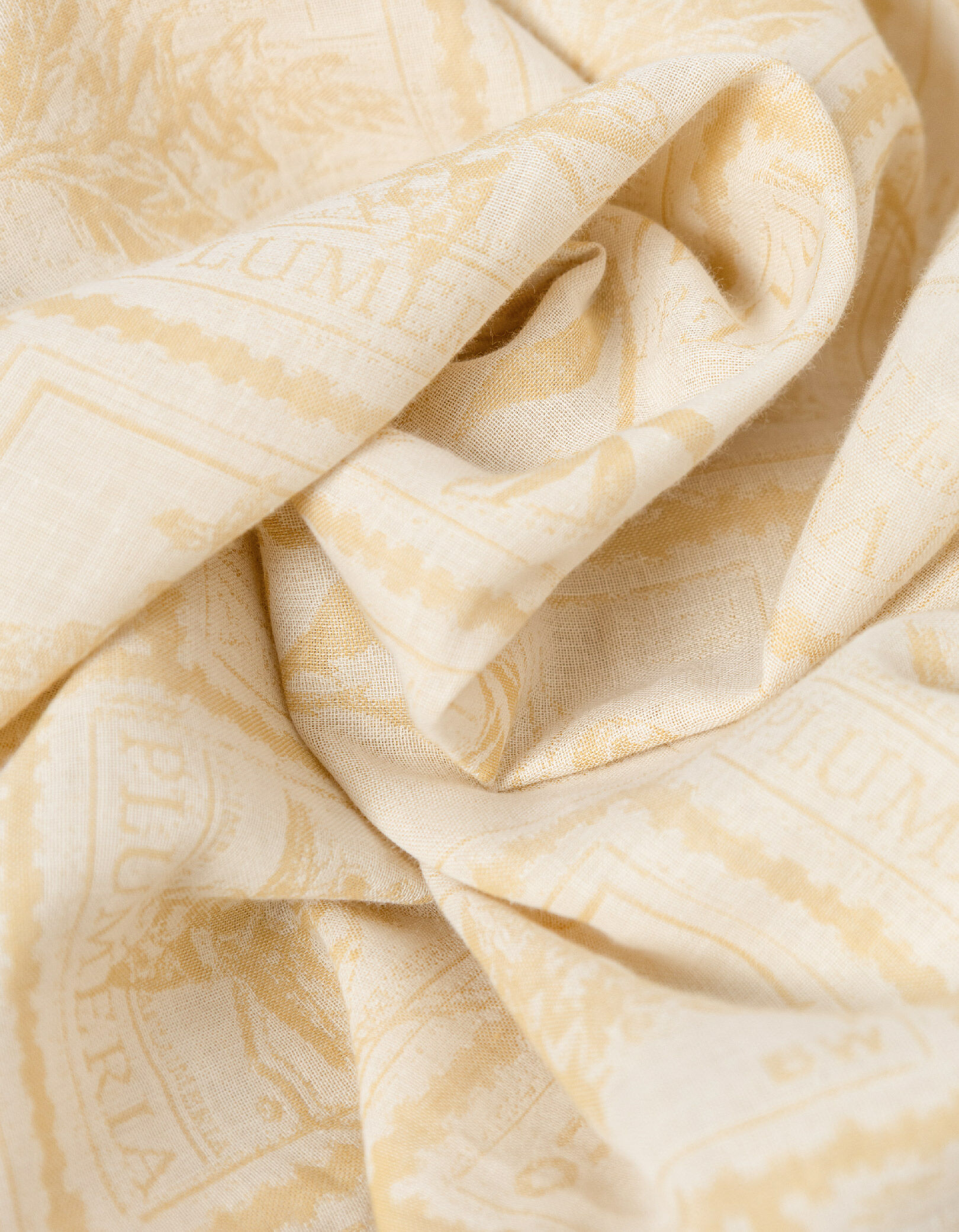 Chemise regular jaune coton bio imprimé timbres Homme