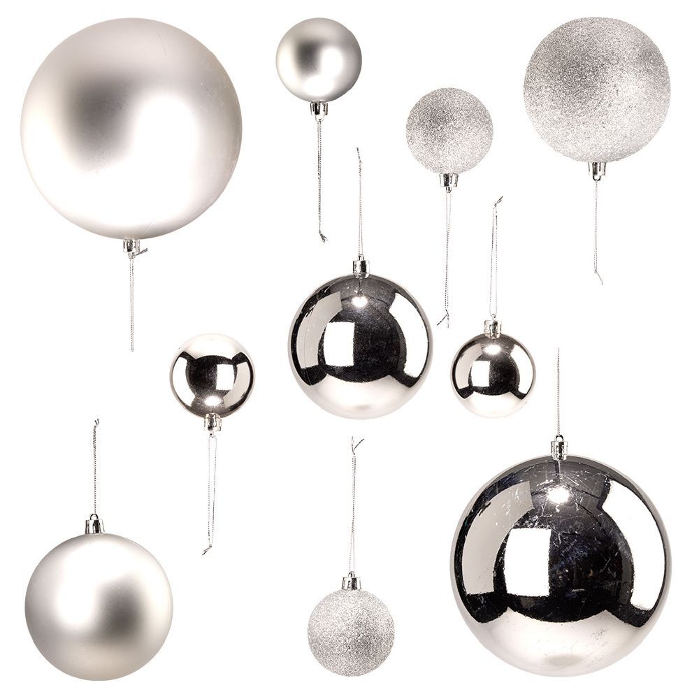 Boule de No&euml;l gris argenté x15