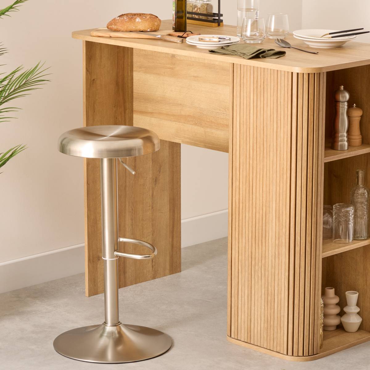 Bar Stool "Ilsa" Silver, 41.5x41.5 cm