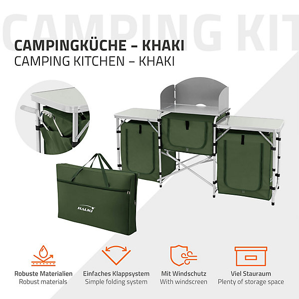 Cuisine de camping mobilier pliable kaki armoire sac transport/étagères à ranger