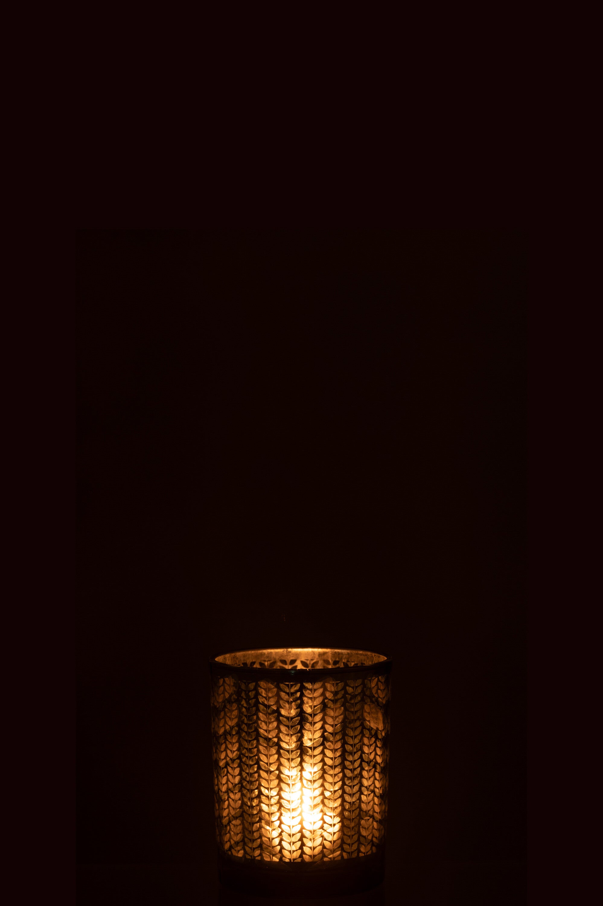 J-Line windlicht Visgraat - glas - groen zilver - small