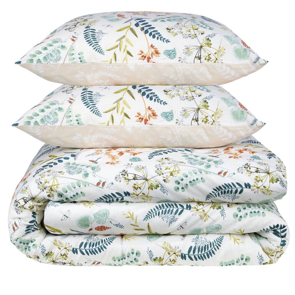 Parure de lit 2 personnes 240x220cm coton fleuri (2 modèles)