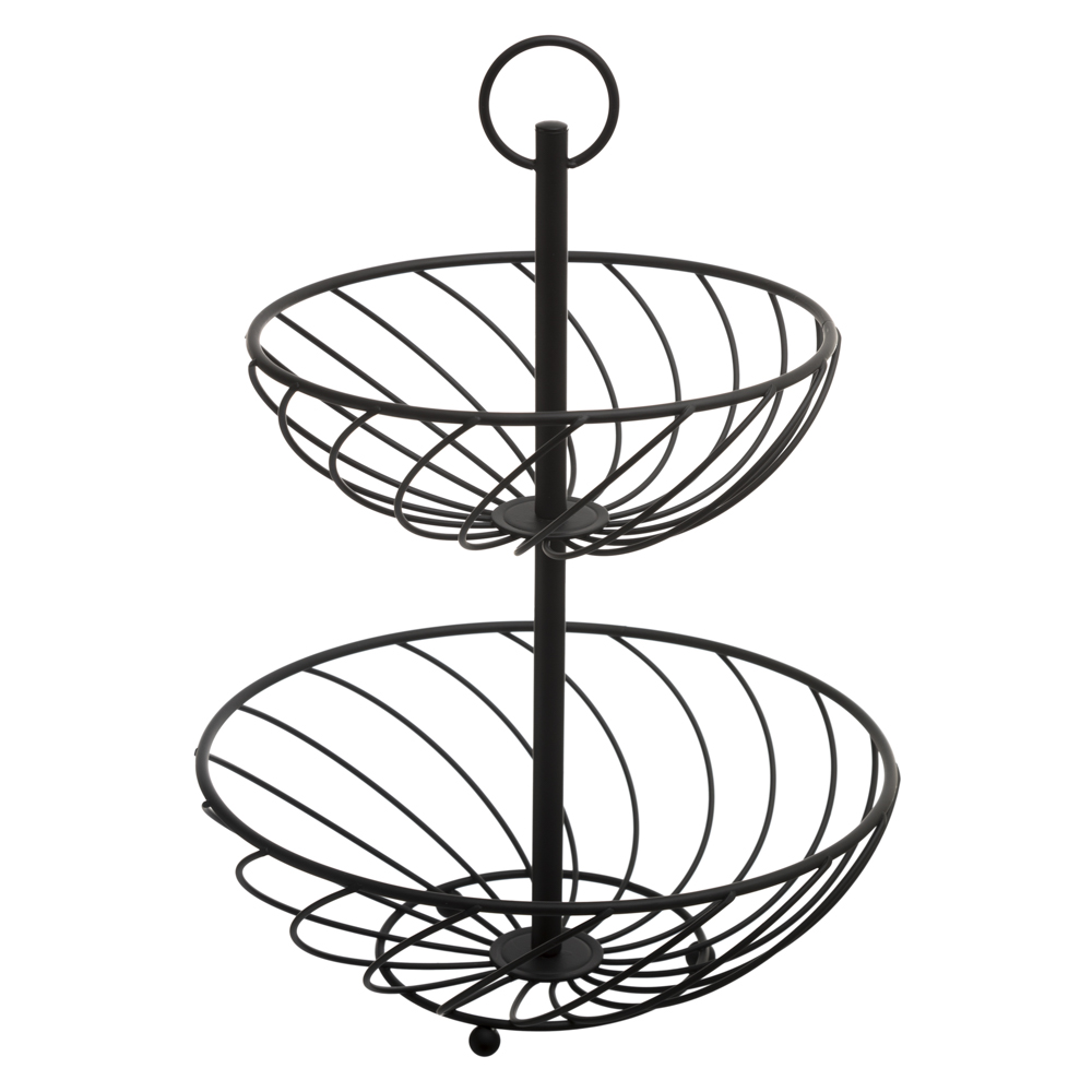Fruteira com 2 níveis em metal preta