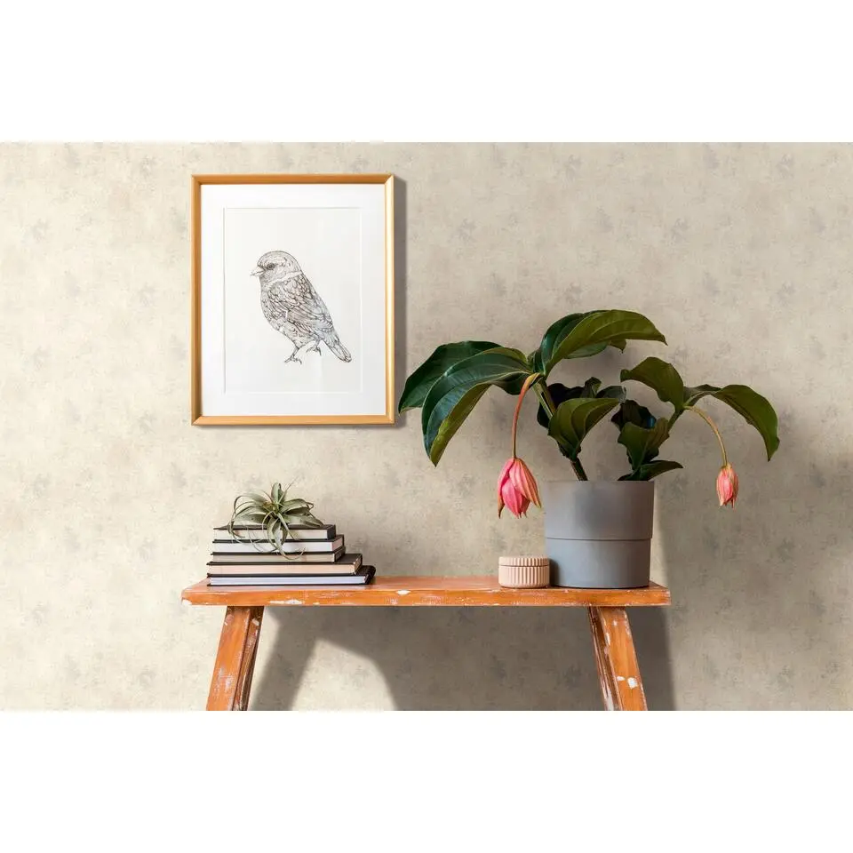 A.S. Cr&eacute;ation behang met structuur cr&egrave;me en wit - 53 cm x 10.05 m