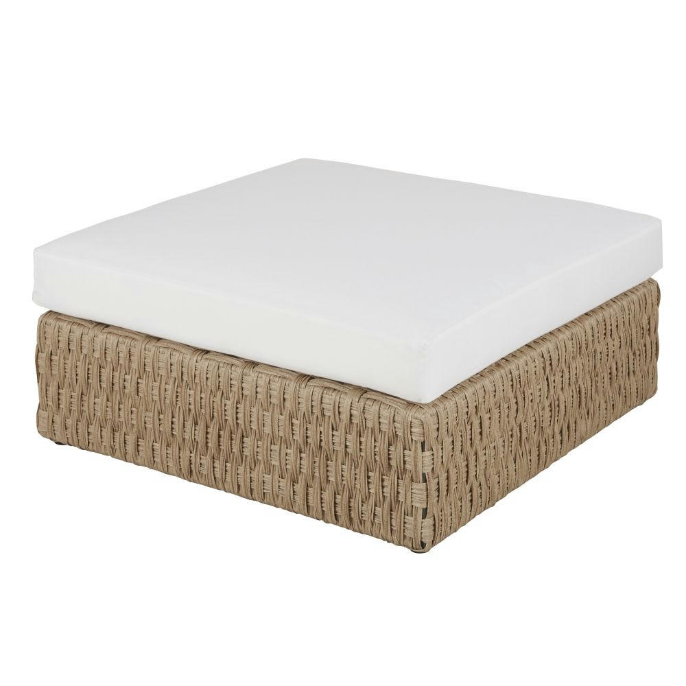 Toranga - Pouf pour canapé de jardin modulable en résine tressée et coussins écrus