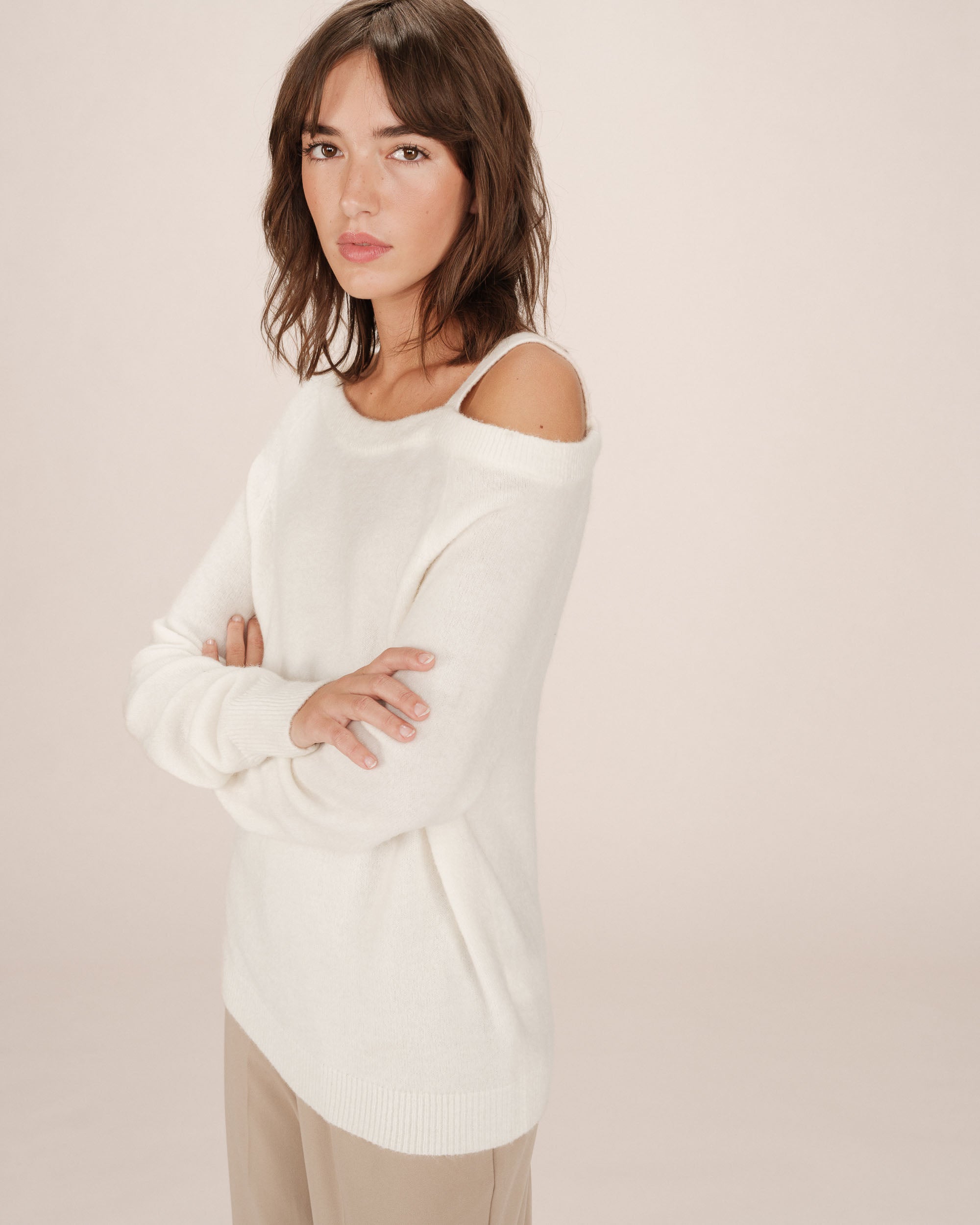 Pull asymetrique ivoire Samantha