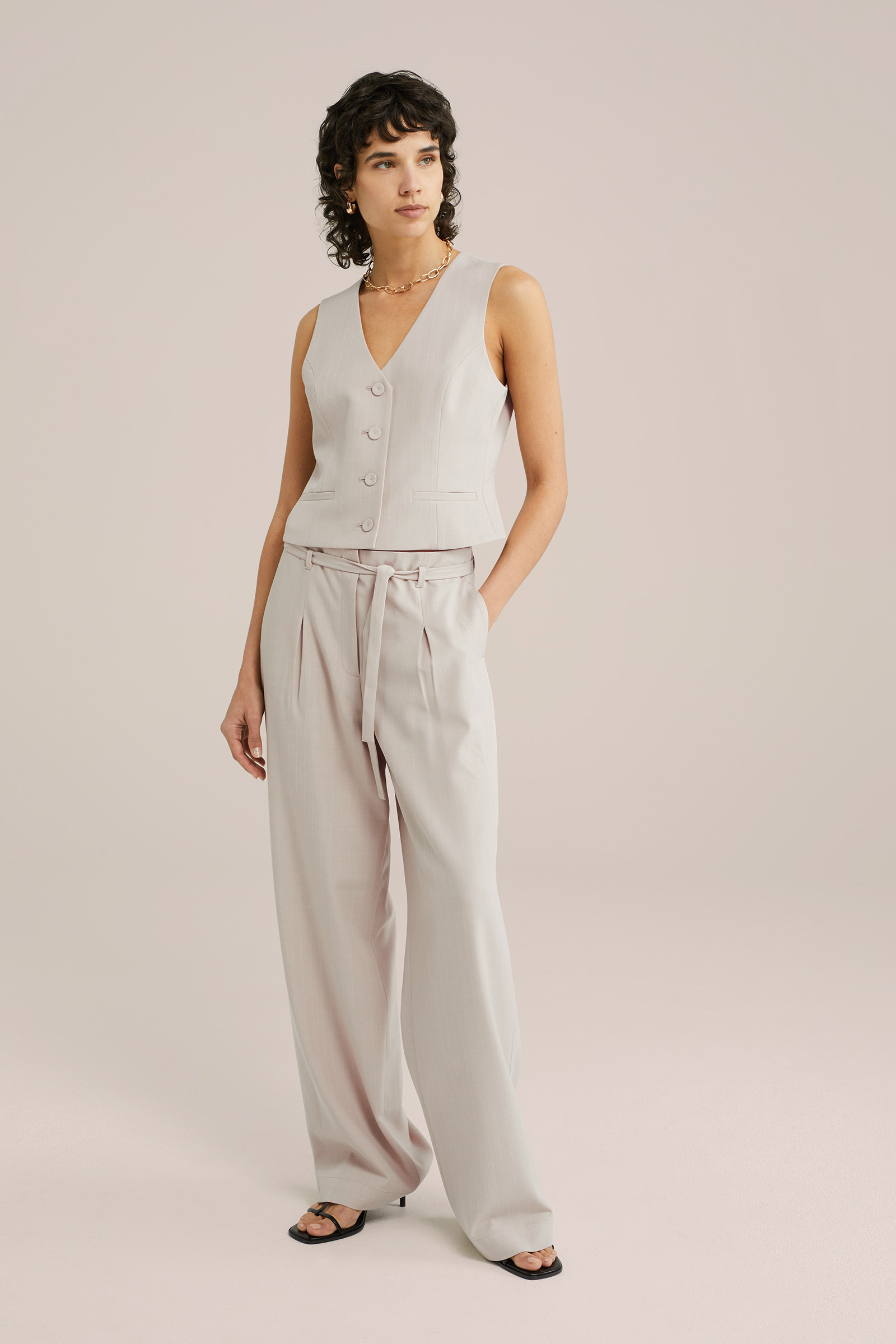 Dames Getailleerd gilet met met krijtstreep