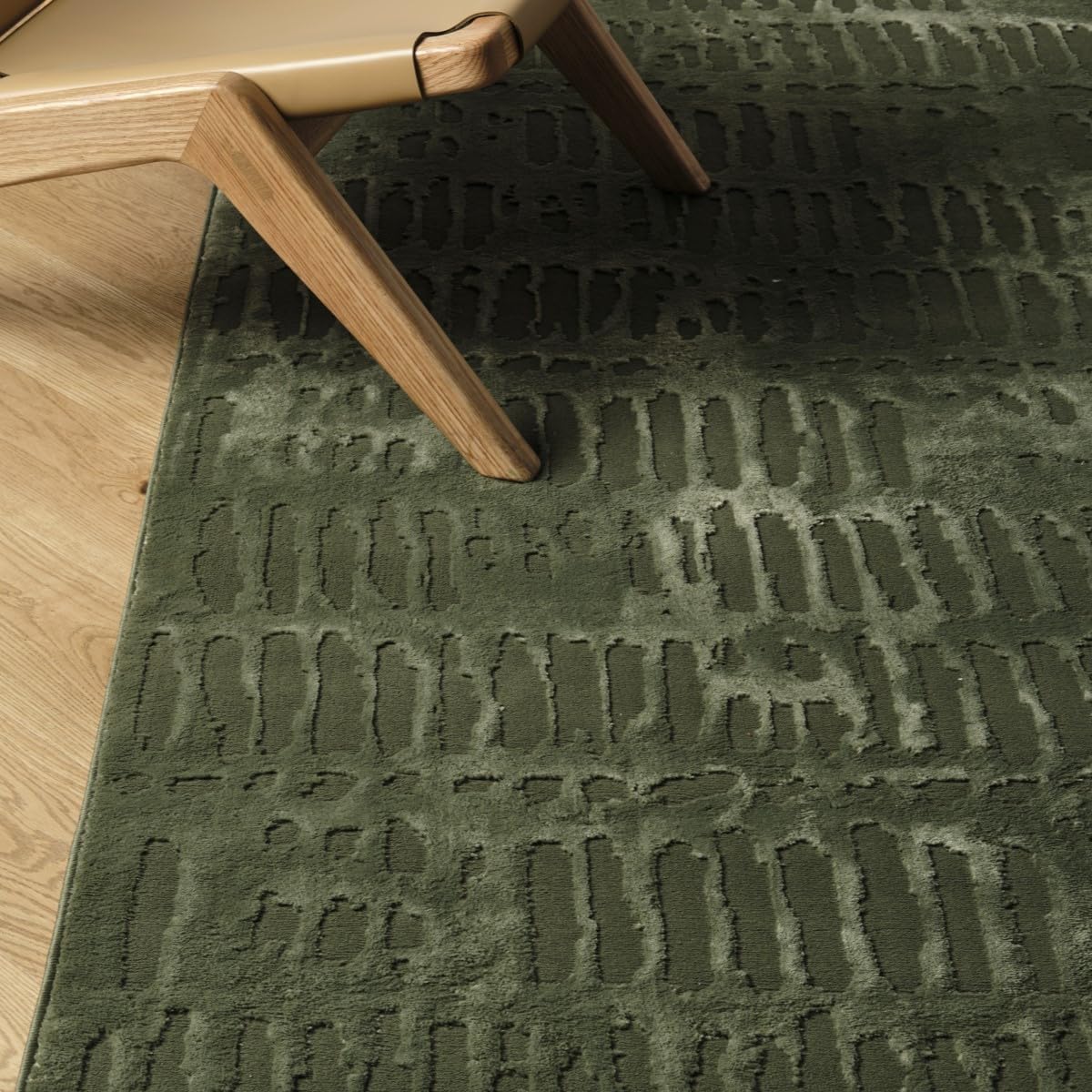 Revival Rugs Shell 5'3x7'10 Washable Area Rug for Living Room Bedroom - 100% Recycled Oeko-TEX Certified, Medium Pile, Green