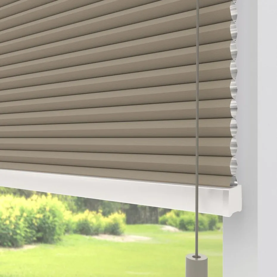 Kwantum Plisségordijnen | Isolerende Gordijnen | Fenstr Dubbel Plissé Elsa  Verduisterend Taupe