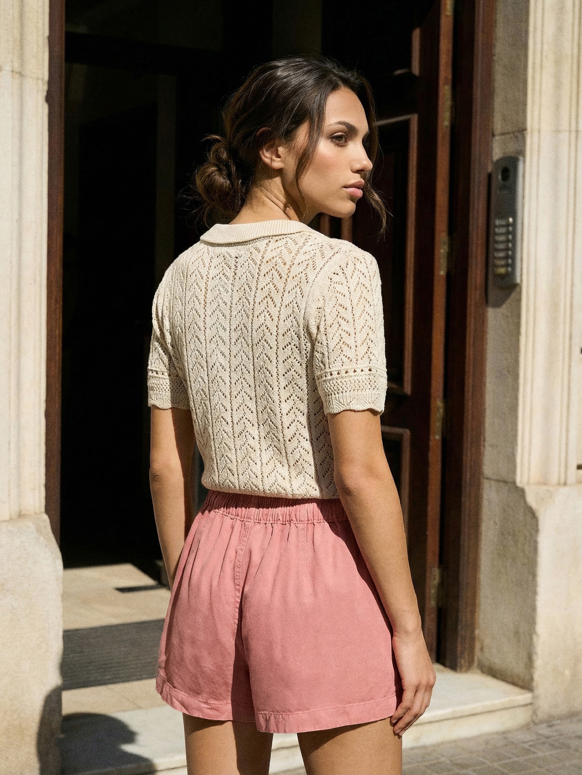 Szorty jeansowe high waist z gumką w pasie