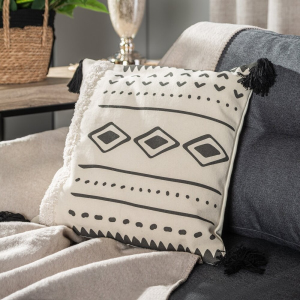 Poszewka na poduszkę BOHO 24 chwosty 45x45 kremowa