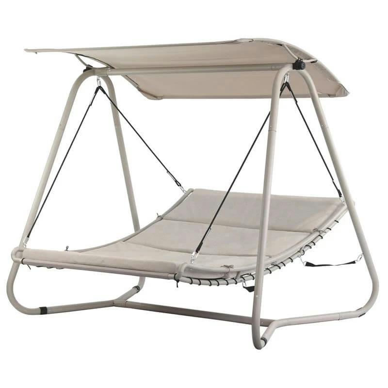 SWINGBED - Balançoire de jardin avec lit rembourré taupe