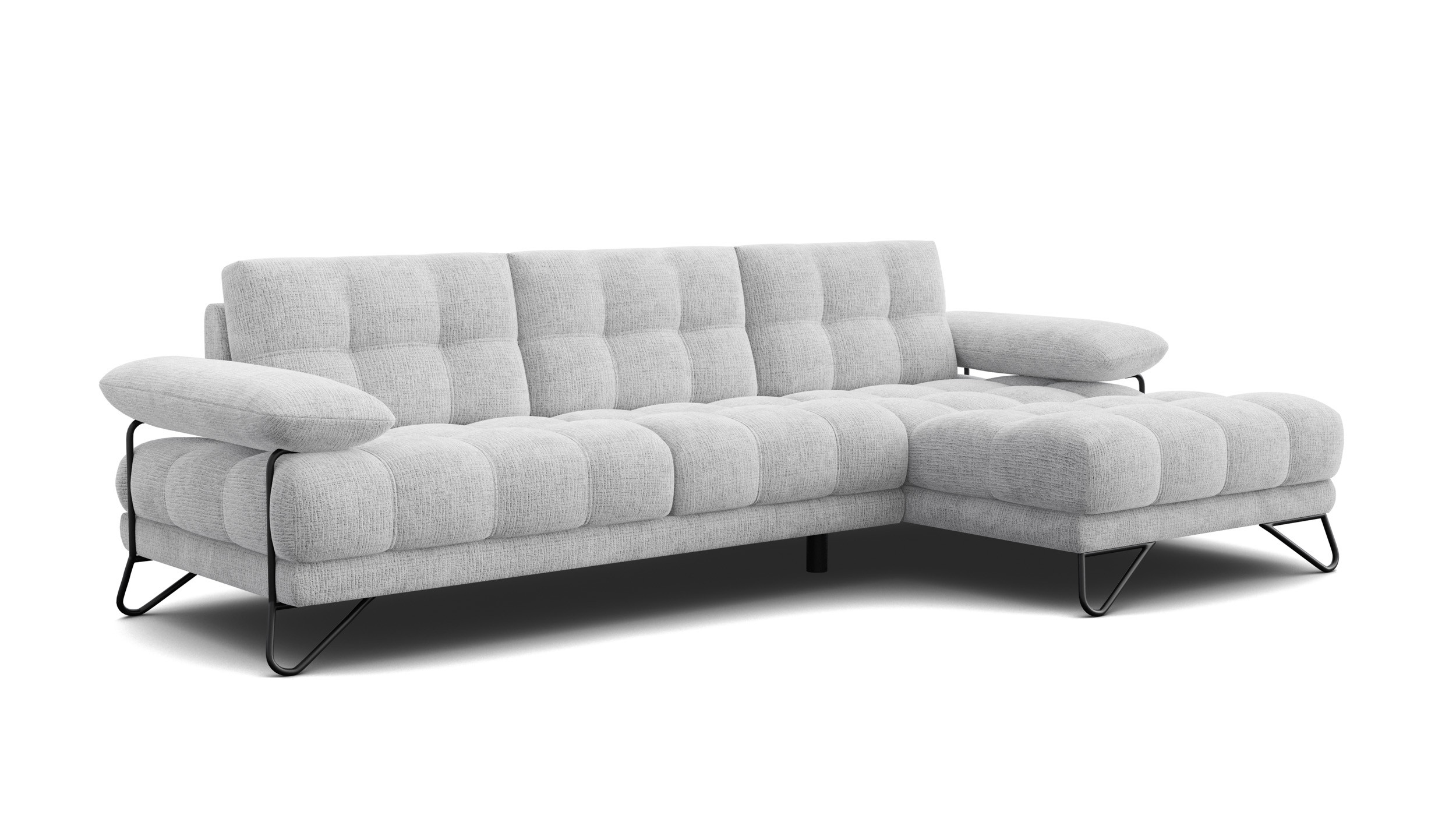 BUBBARA Sofa narożna 4 osobowa prawa, jasnoszara