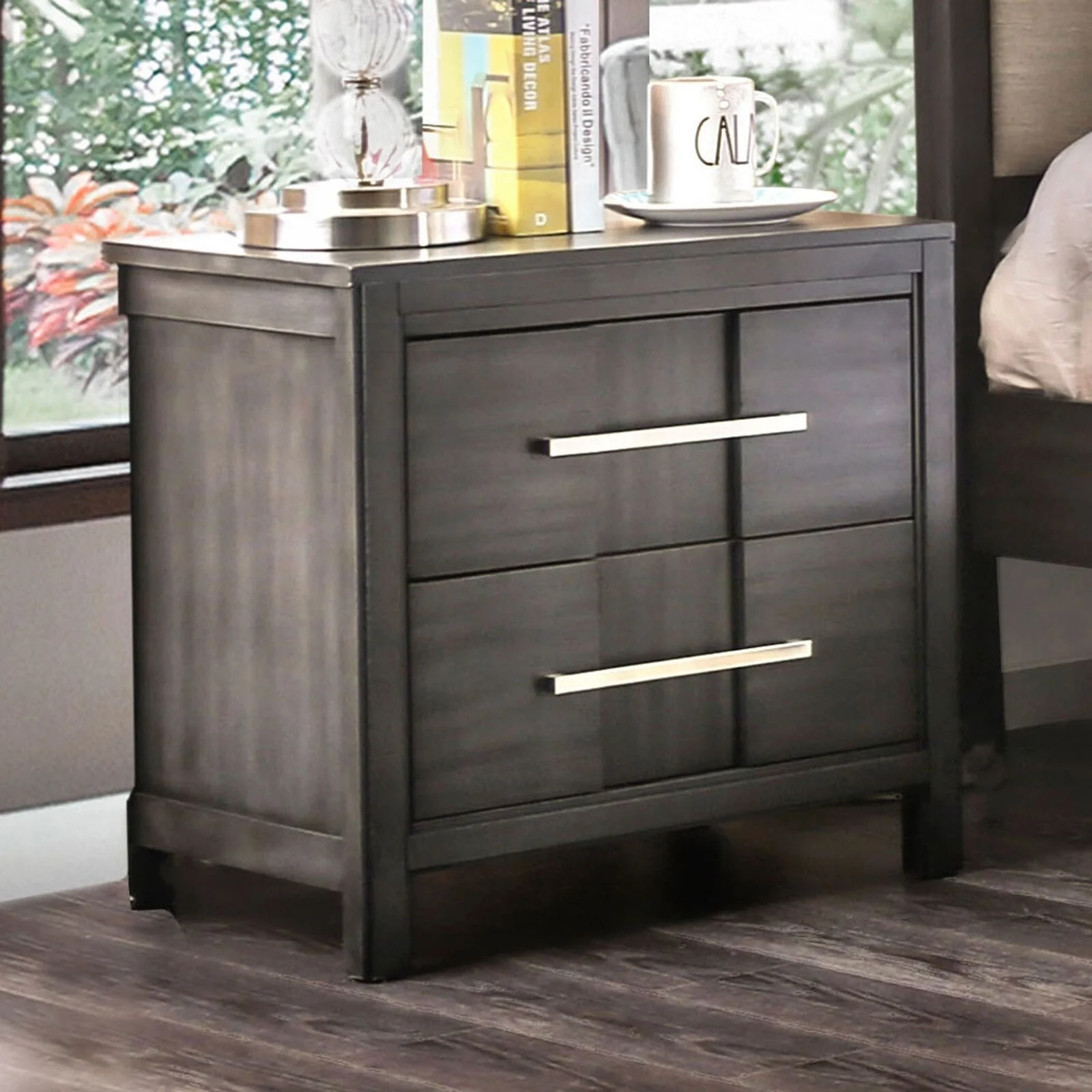 Charming Transitional Nightstand with Advanced Drawer Construction for Bedroom Enhancement