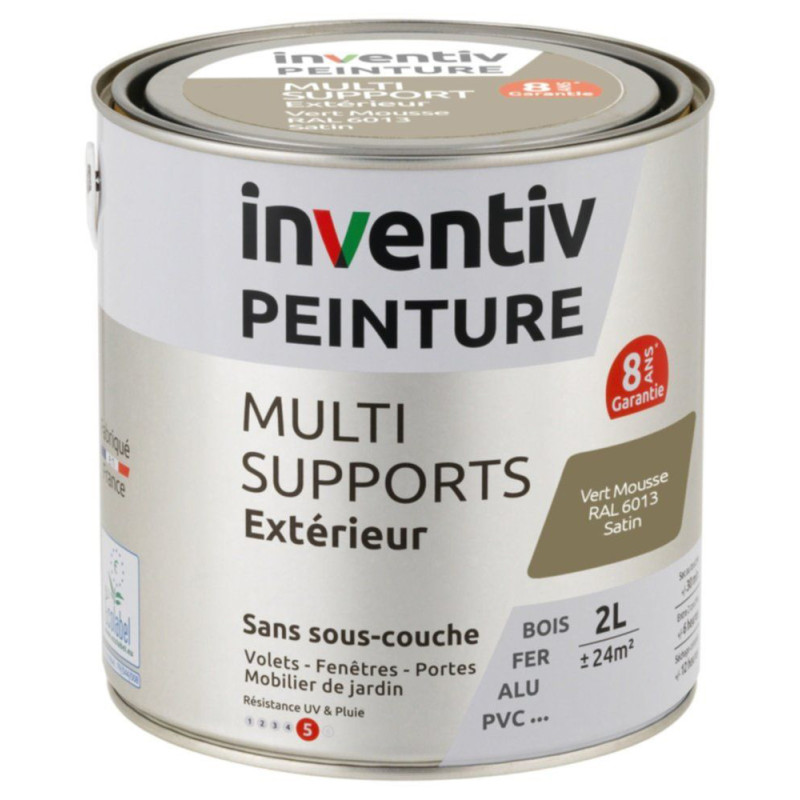 Peinture multi-supports vert mousse satiné 2 L INVENTIV